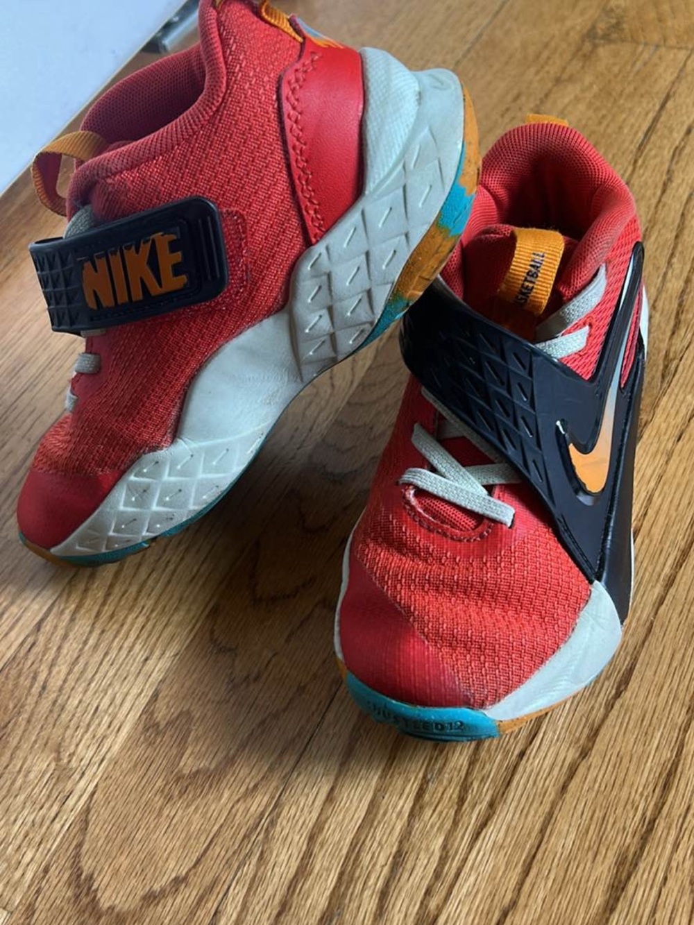 Nike Kids Red Sneakers with Orange Accents